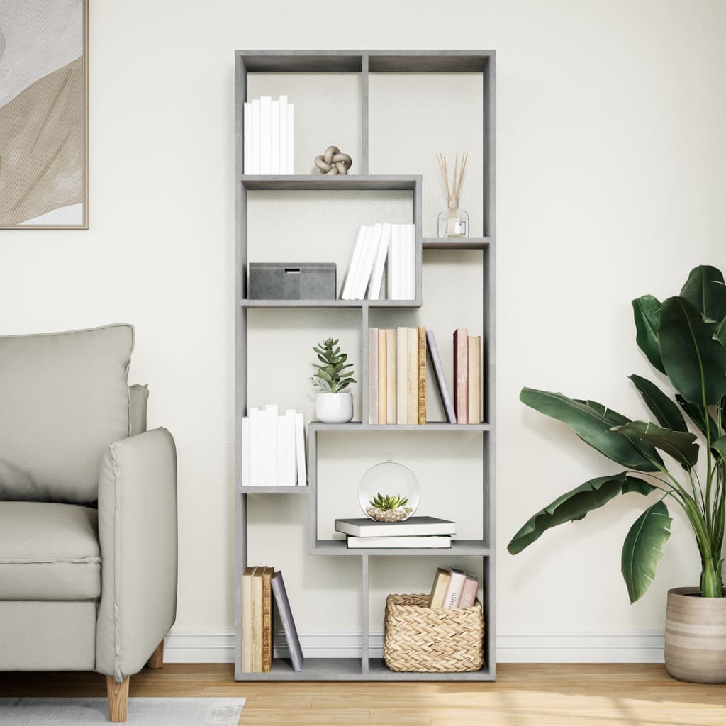 Kamerscherm / boekenkast 67x25x161,5 cm bewerkt hout betongrijs