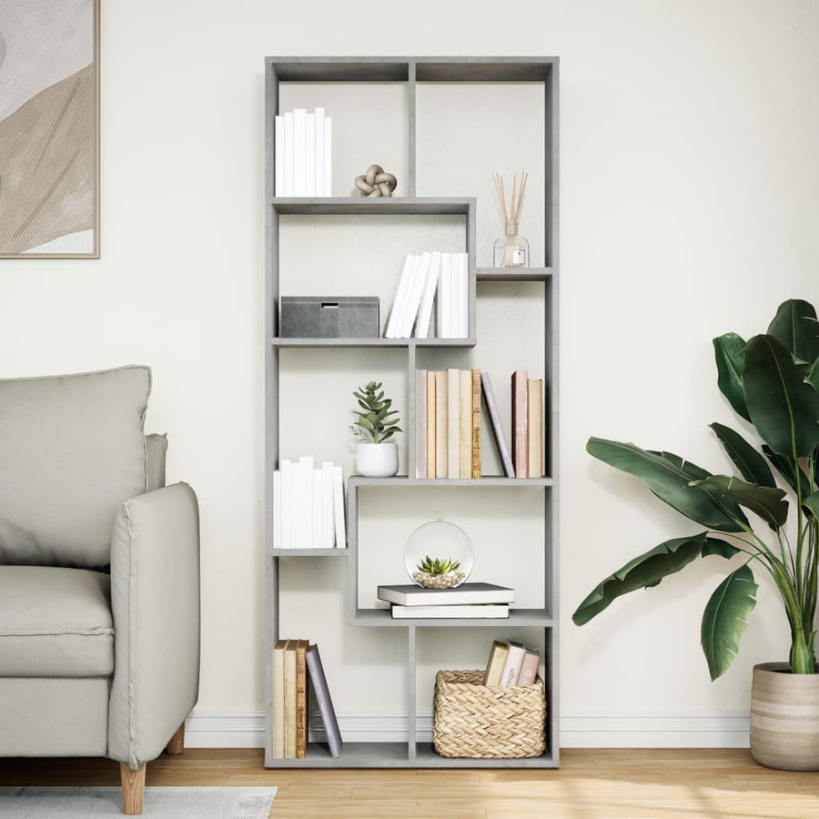 Kamerscherm / boekenkast 67x25x161,5 cm bewerkt hout betongrijs