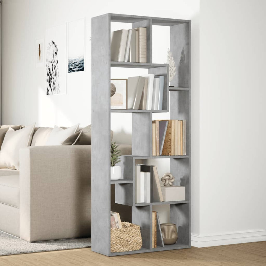 Kamerscherm / boekenkast 67x25x161,5 cm bewerkt hout betongrijs