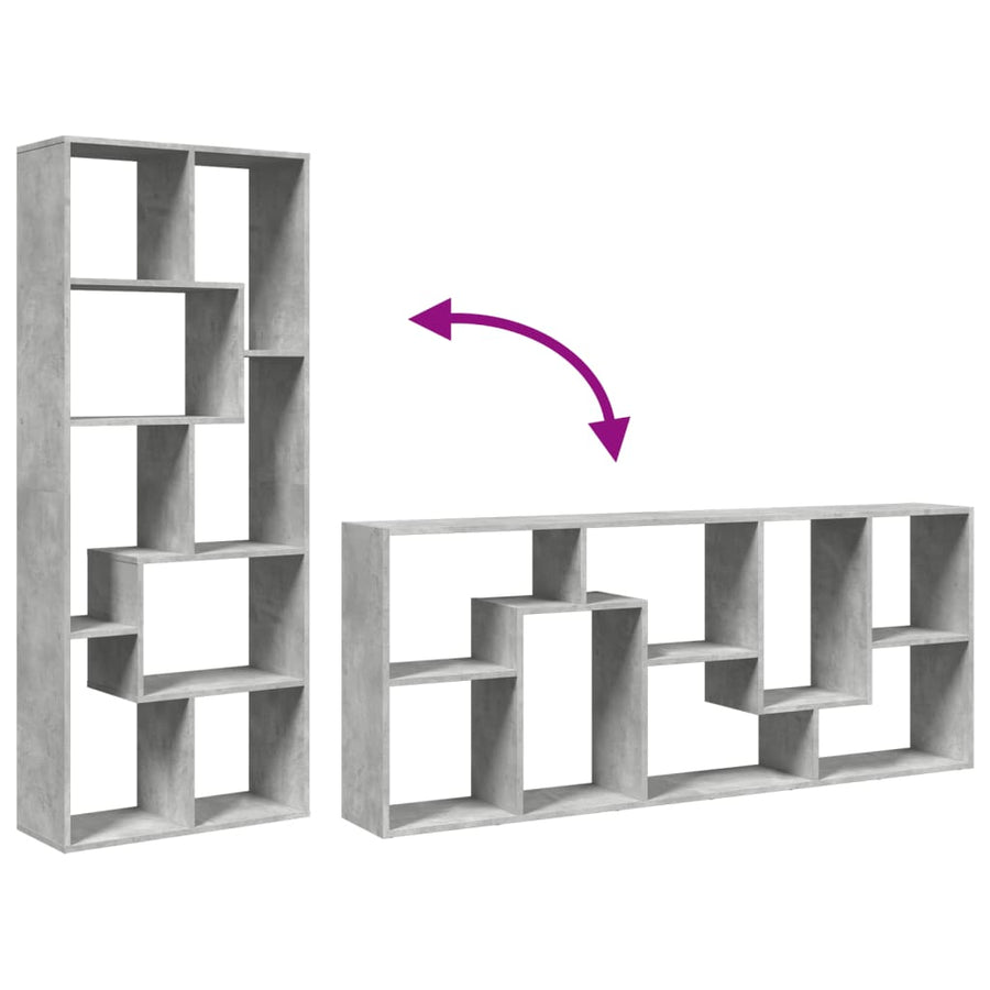 Kamerscherm / boekenkast 67x25x161,5 cm bewerkt hout betongrijs