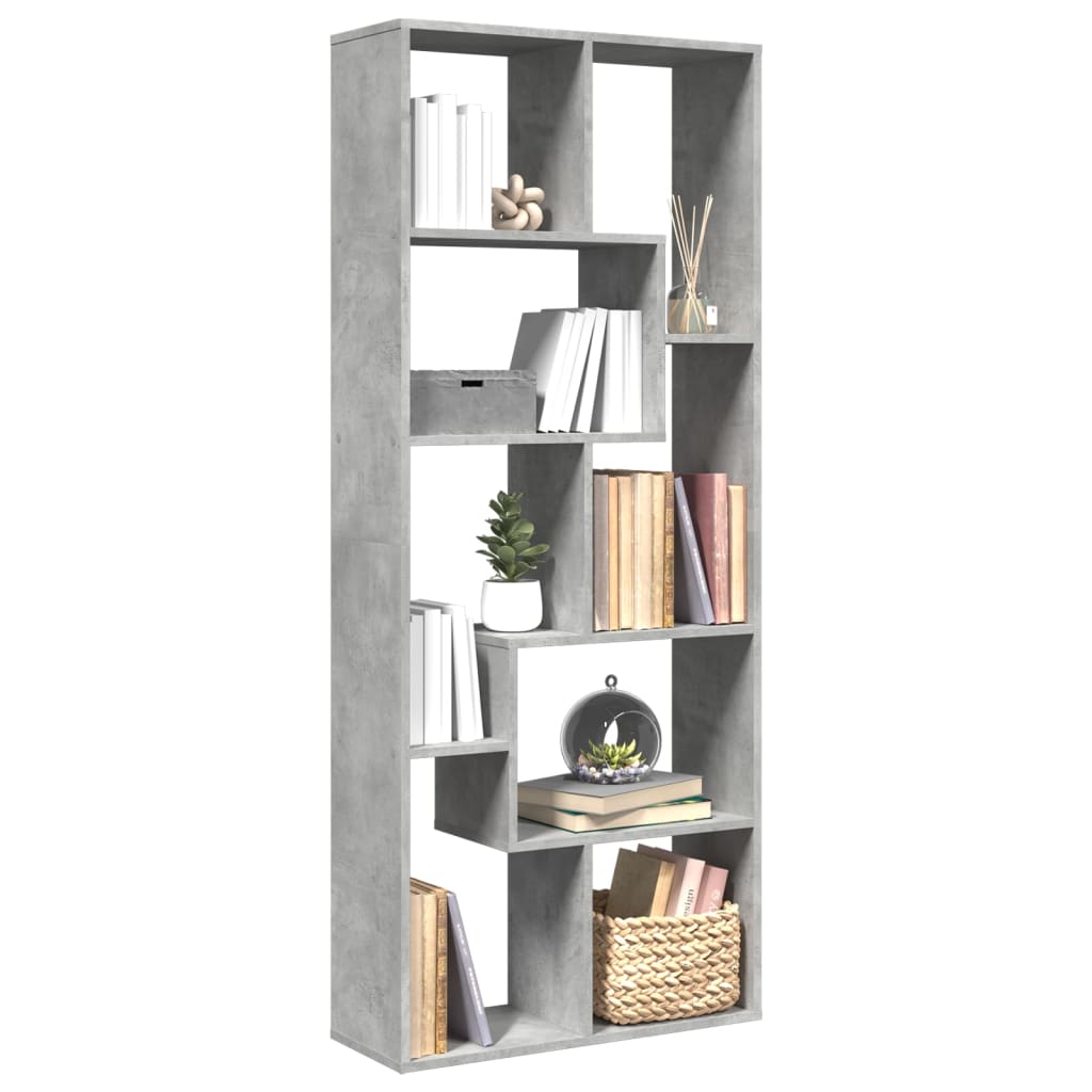 Kamerscherm / boekenkast 67x25x161,5 cm bewerkt hout betongrijs