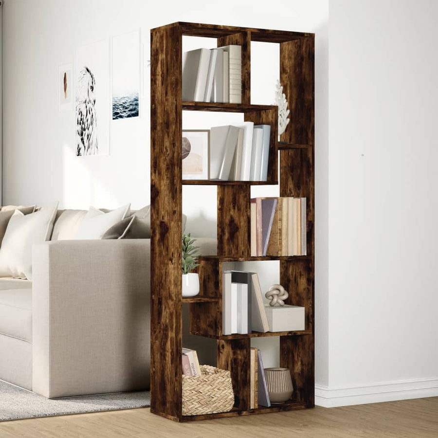 Kamerscherm / boekenkast 67x25x161,5 cm hout gerookt eiken