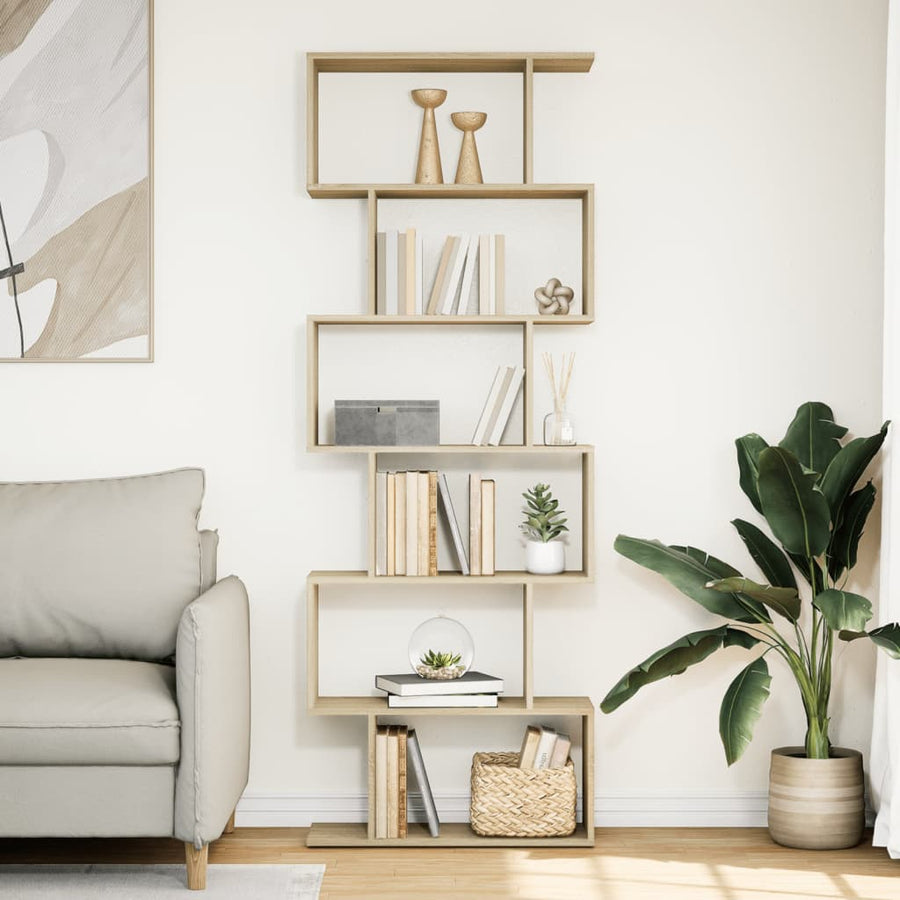Kamerscherm / boekenkast 6-laags 70x24x193 cm hout sonoma eiken