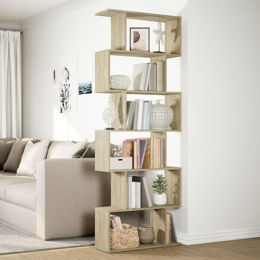 Kamerscherm / boekenkast 6-laags 70x24x193 cm hout sonoma eiken