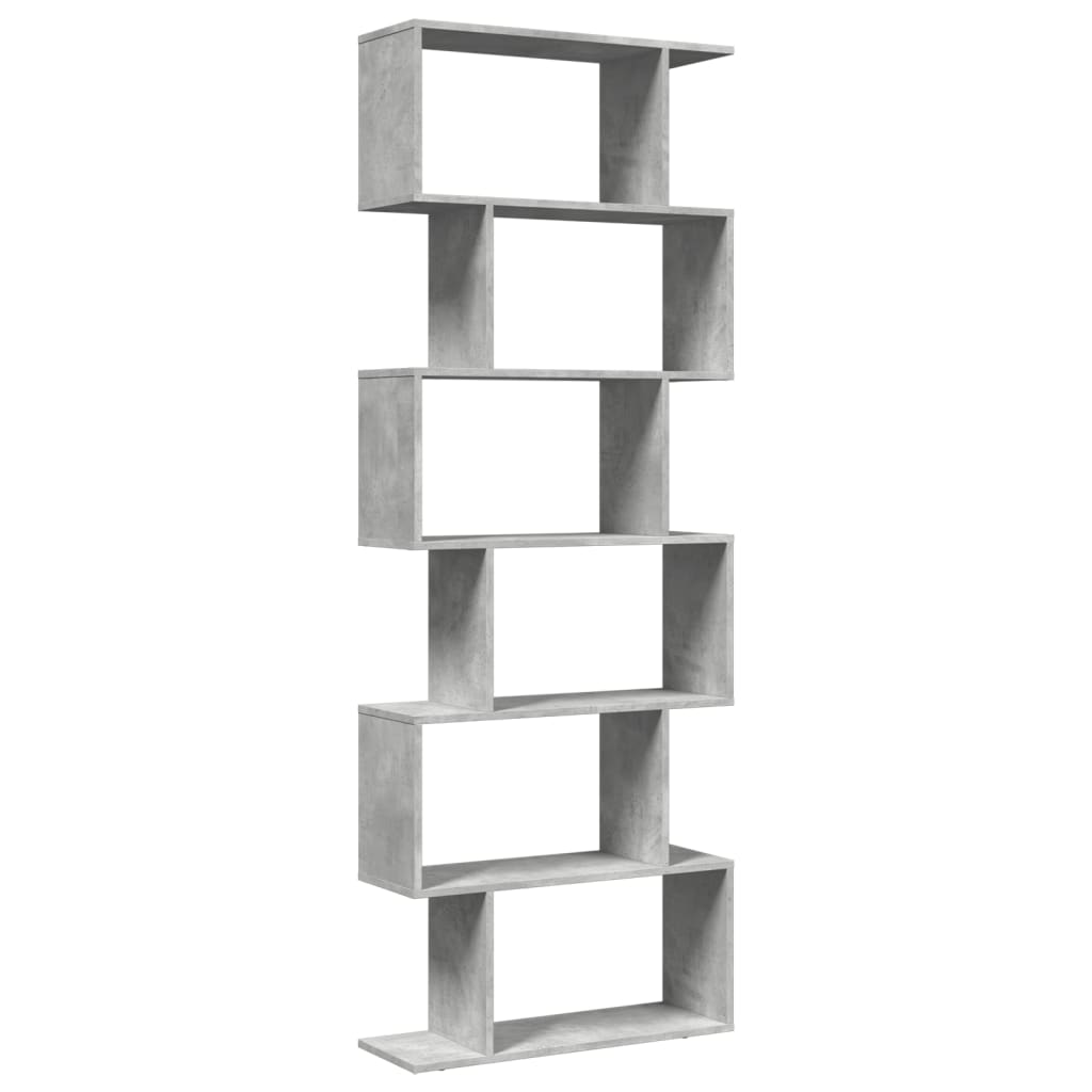 Kamerscherm / boekenkast 6-laags 70x24x193 cm hout betongrijs