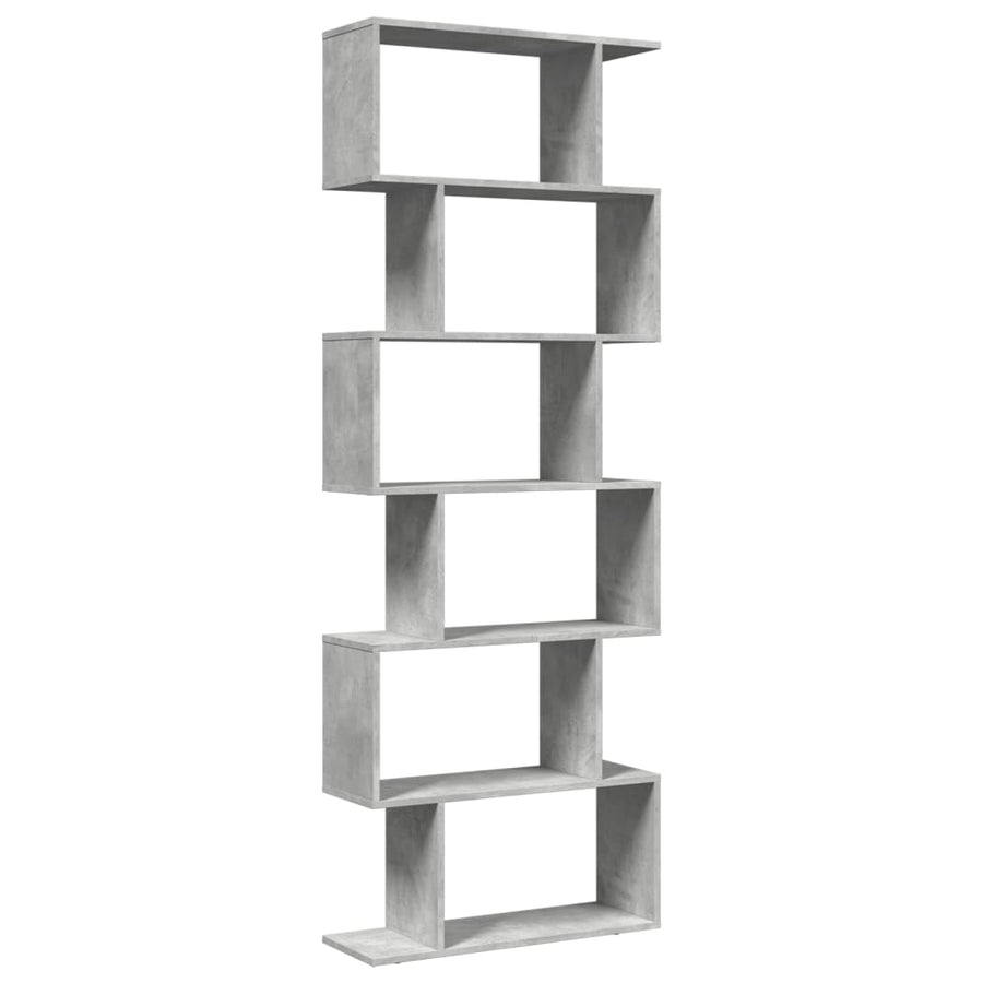Kamerscherm / boekenkast 6-laags 70x24x193 cm hout betongrijs
