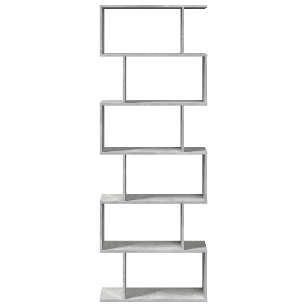 Kamerscherm / boekenkast 6-laags 70x24x193 cm hout betongrijs