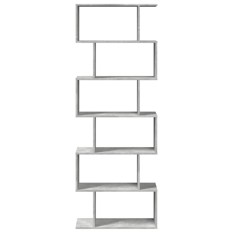 Kamerscherm / boekenkast 6-laags 70x24x193 cm hout betongrijs