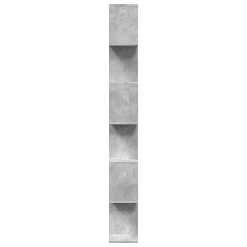 Kamerscherm / boekenkast 6-laags 70x24x193 cm hout betongrijs