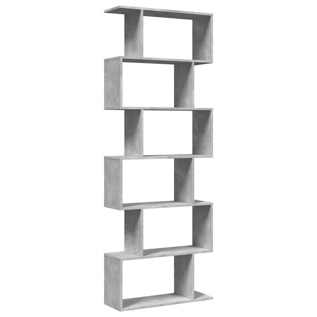 Kamerscherm / boekenkast 6-laags 70x24x193 cm hout betongrijs