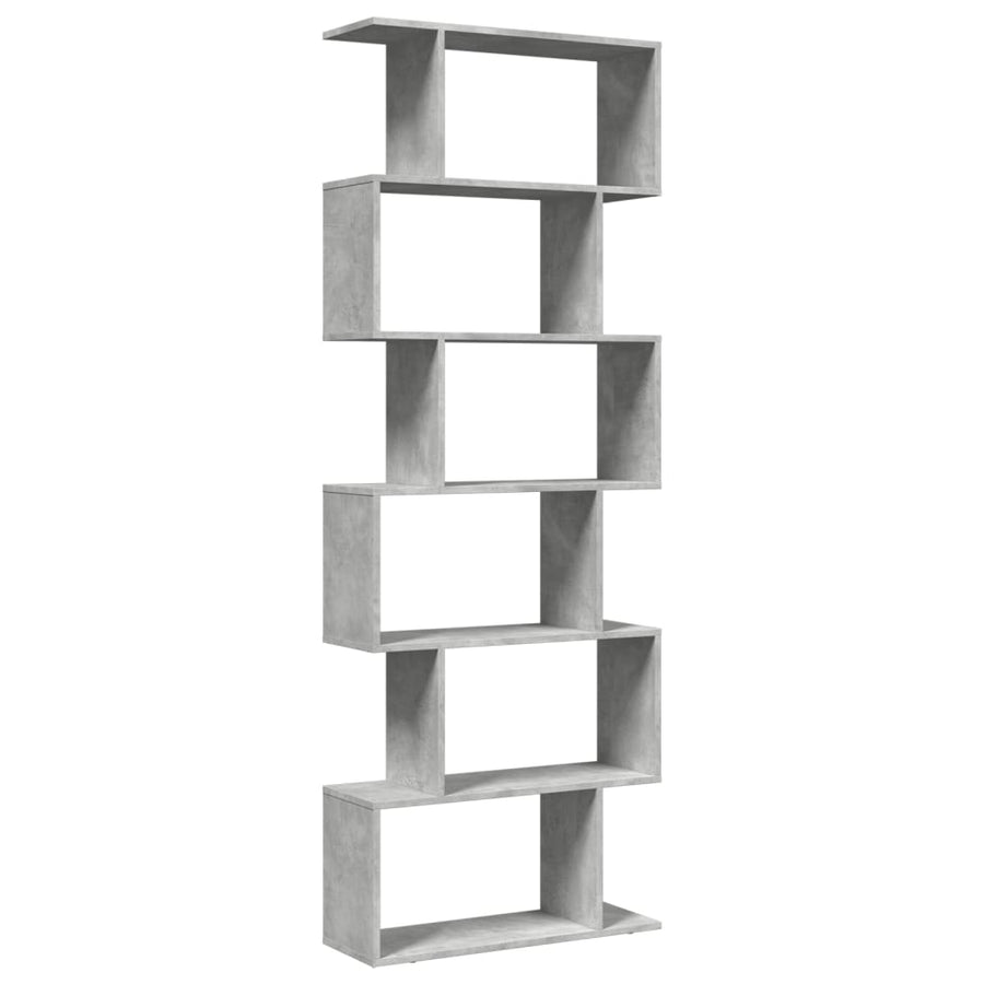 Kamerscherm / boekenkast 6-laags 70x24x193 cm hout betongrijs