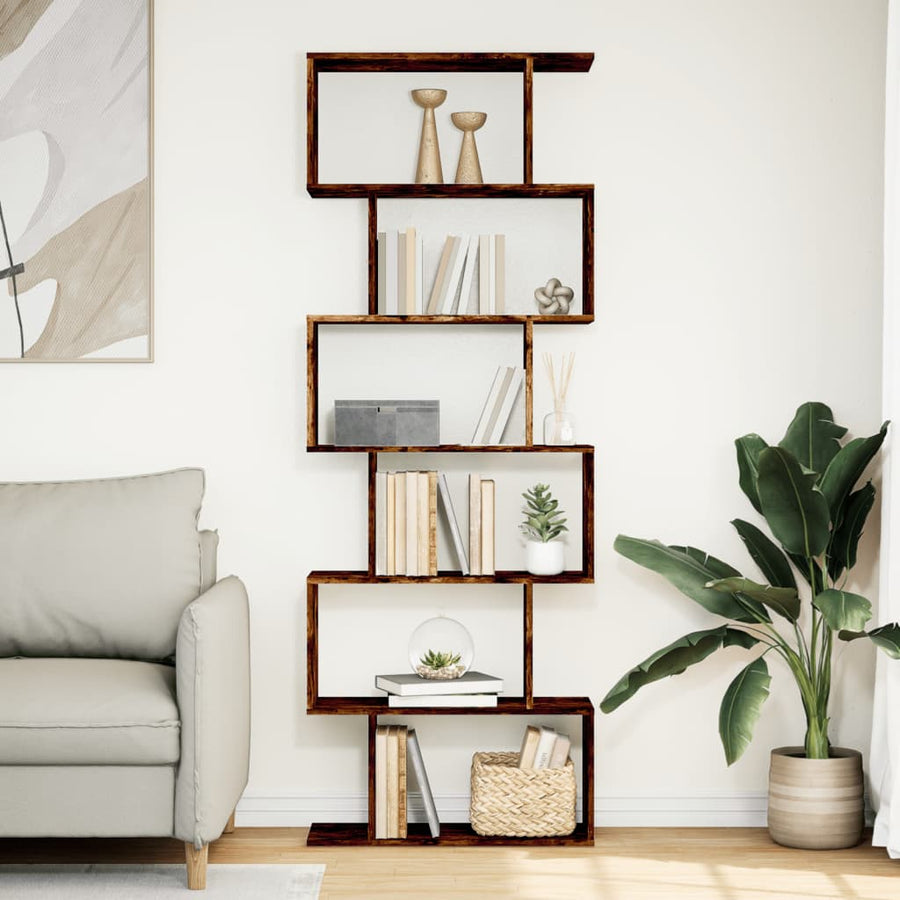 Kamerscherm / boekenkast 6-laags 70x24x193 cm hout gerookt eik