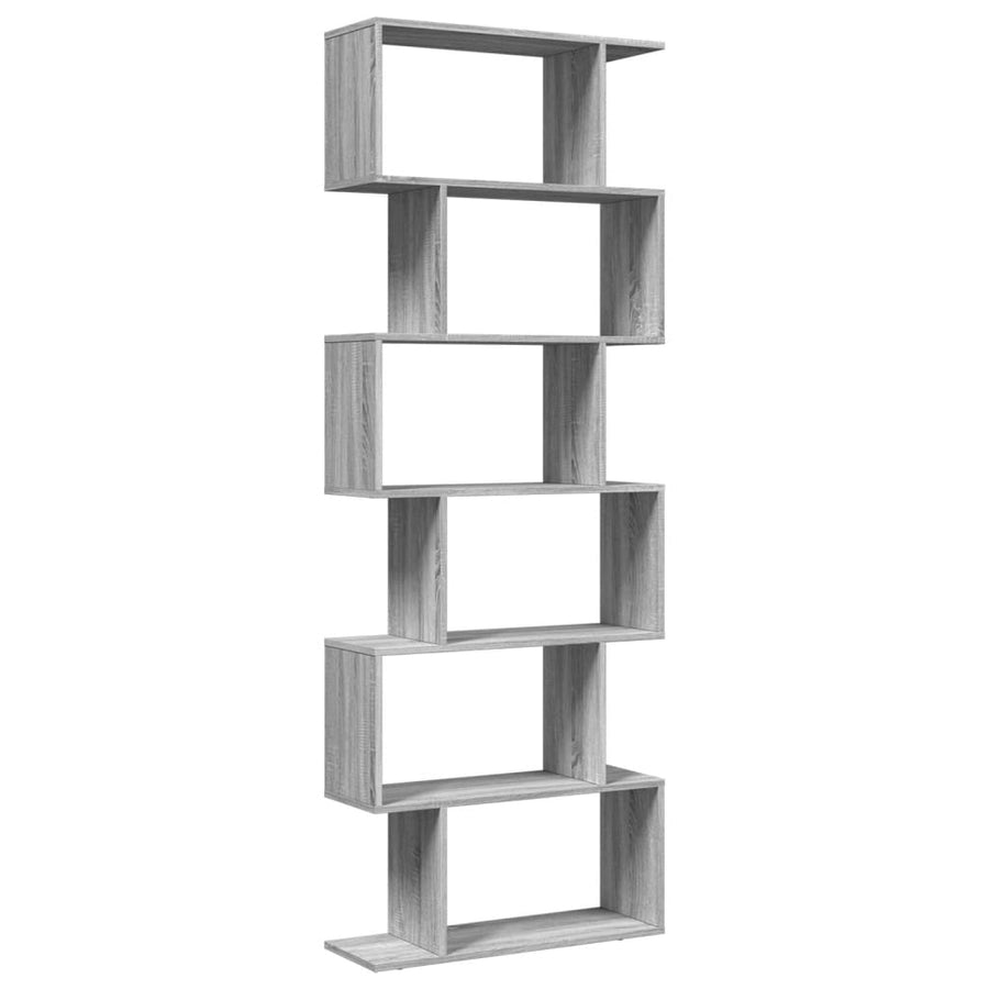 Kamerscherm / boekenkast 6-laags 70x24x193 cm hout grijs sonoma