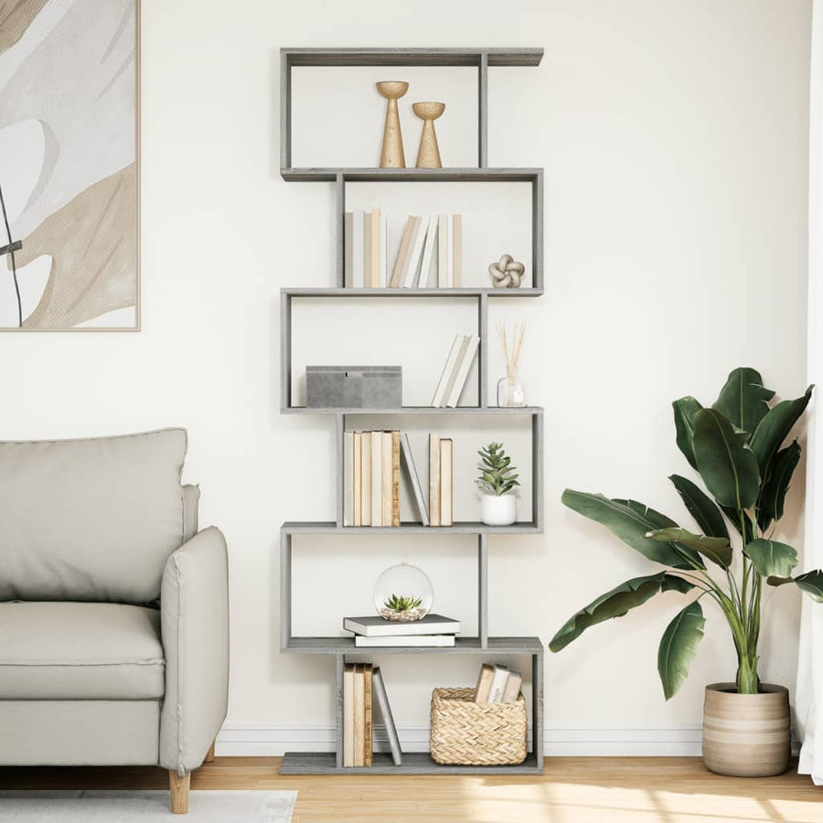 Kamerscherm / boekenkast 6-laags 70x24x193 cm hout grijs sonoma