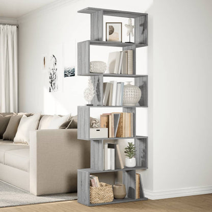 Kamerscherm / boekenkast 6-laags 70x24x193 cm hout grijs sonoma