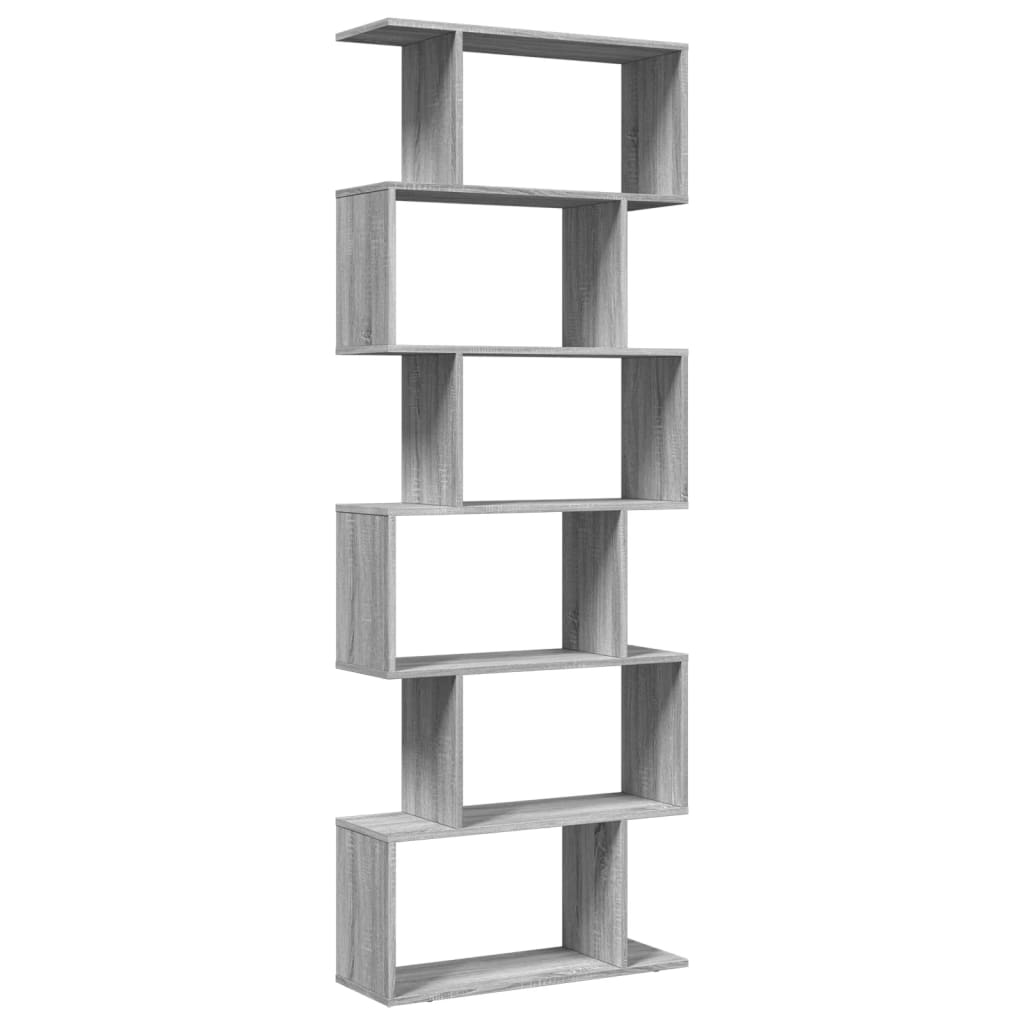 Kamerscherm / boekenkast 6-laags 70x24x193 cm hout grijs sonoma