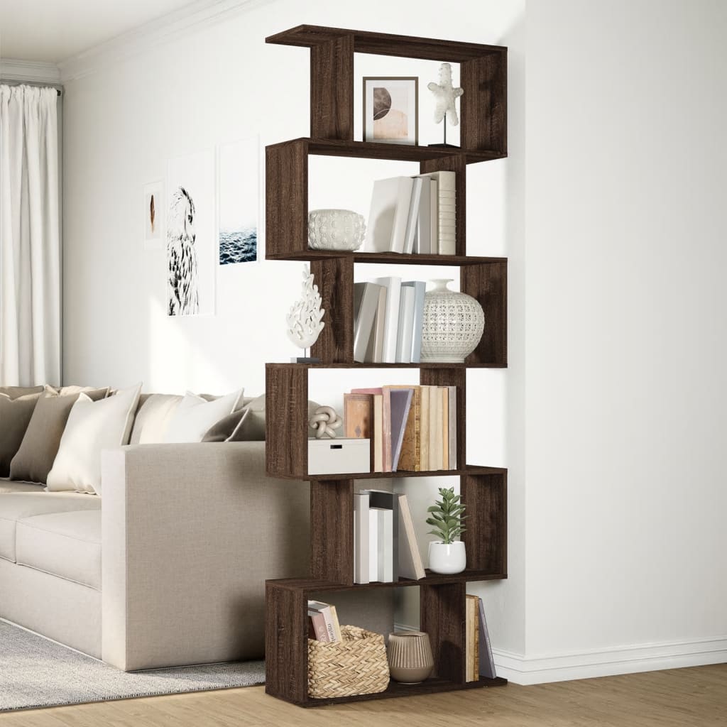 Kamerscherm / Boekenkast 6-Laags 70X24X Hout Bruin Eiken 193 cm