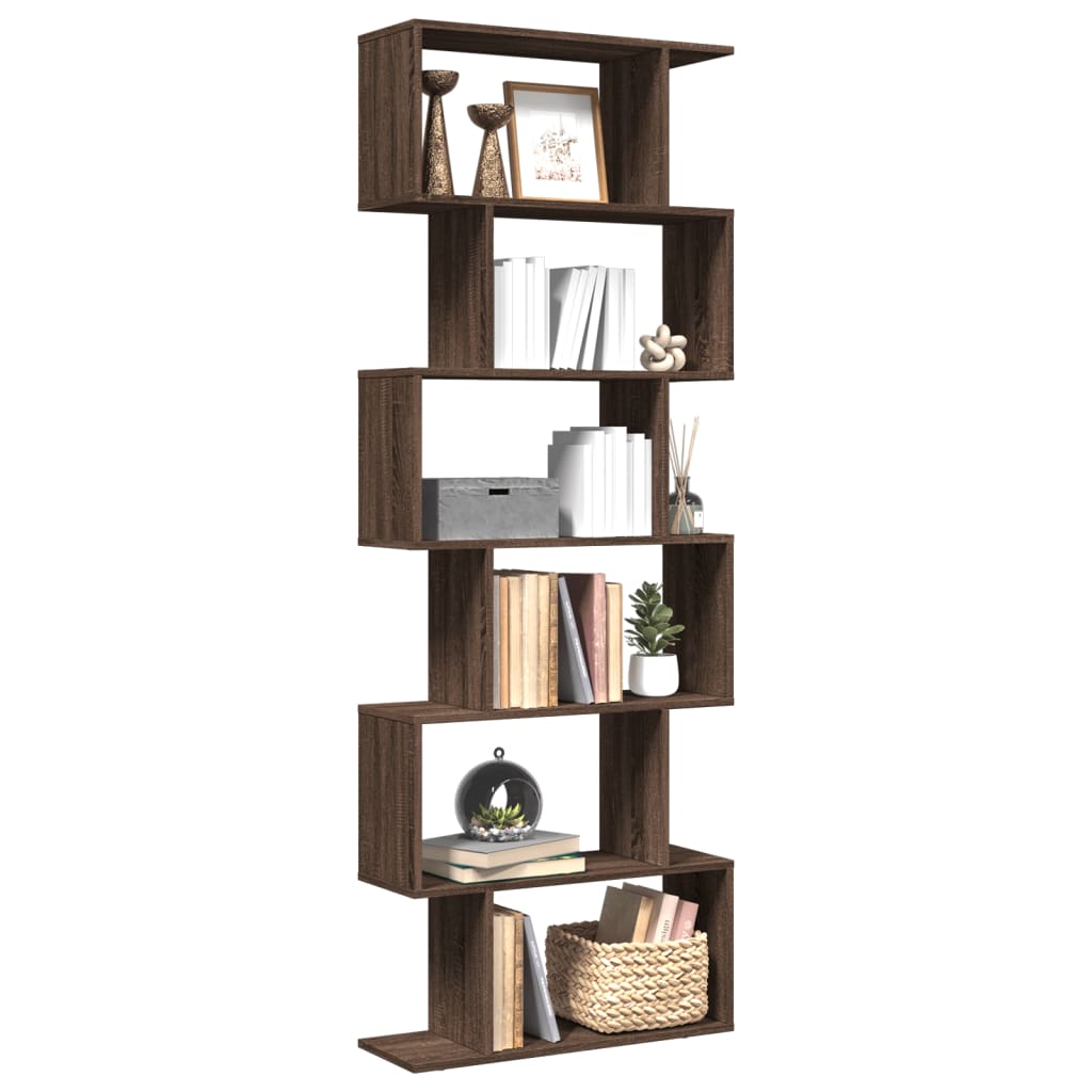Kamerscherm / Boekenkast 6-Laags 70X24X Hout Bruin Eiken 193 cm
