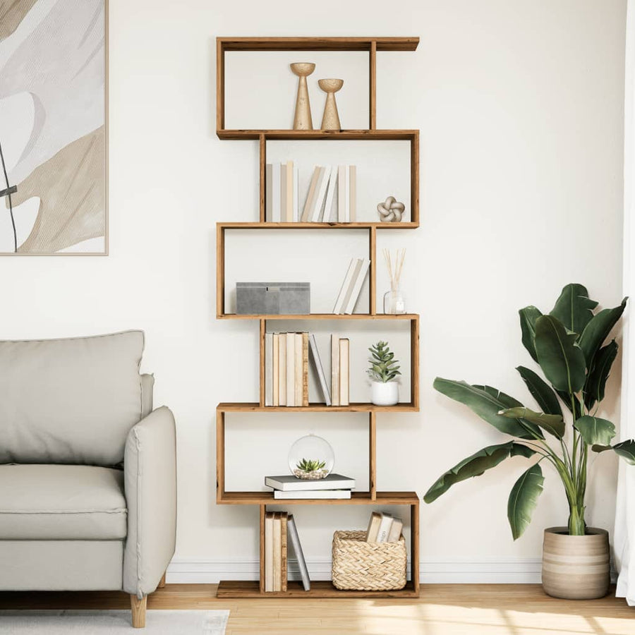 Kamerscherm / boekenkast 6-laags 70x24x193 cm hout artisanaal