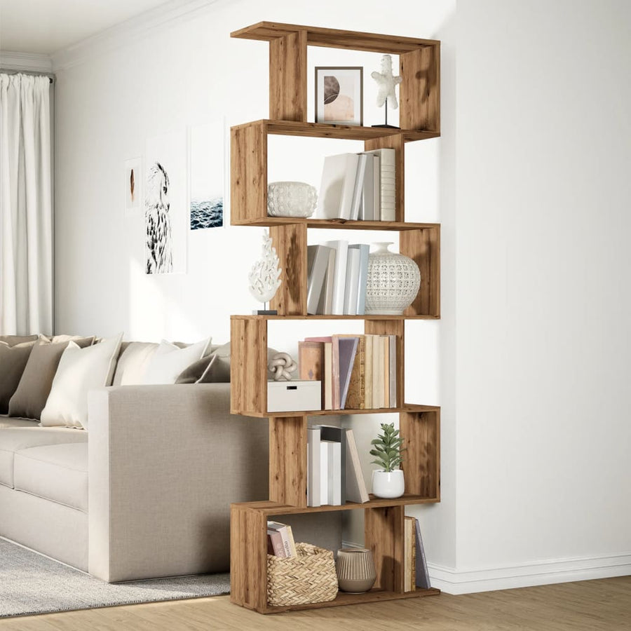 Kamerscherm / boekenkast 6-laags 70x24x193 cm hout artisanaal