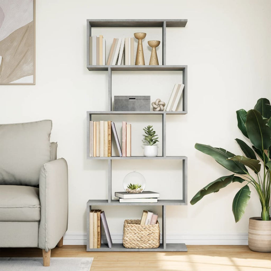 Kamerscherm / boekenkast 5-laags 70x24x161 cm hout betongrijs
