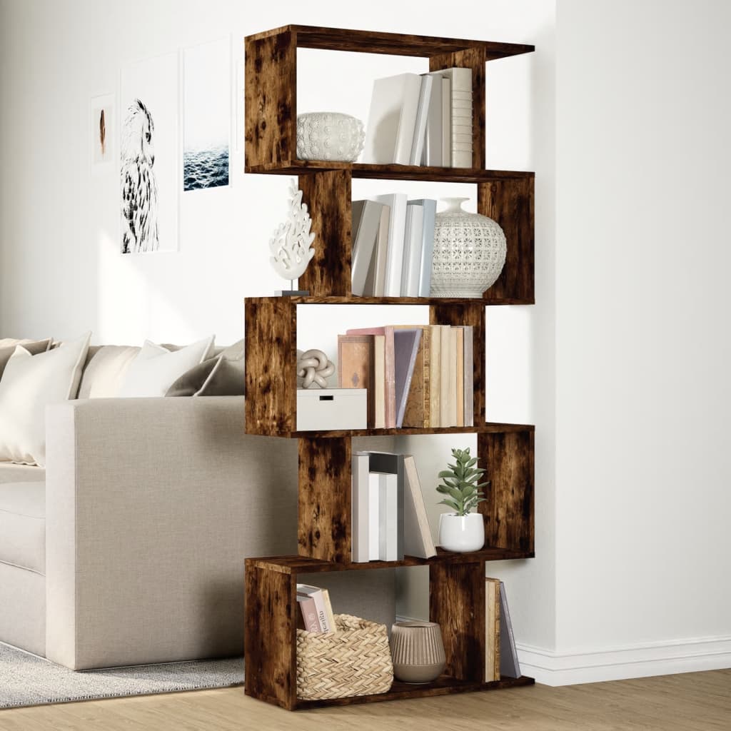 Kamerscherm / boekenkast 5-laags 70x24x161 cm hout gerookt eik