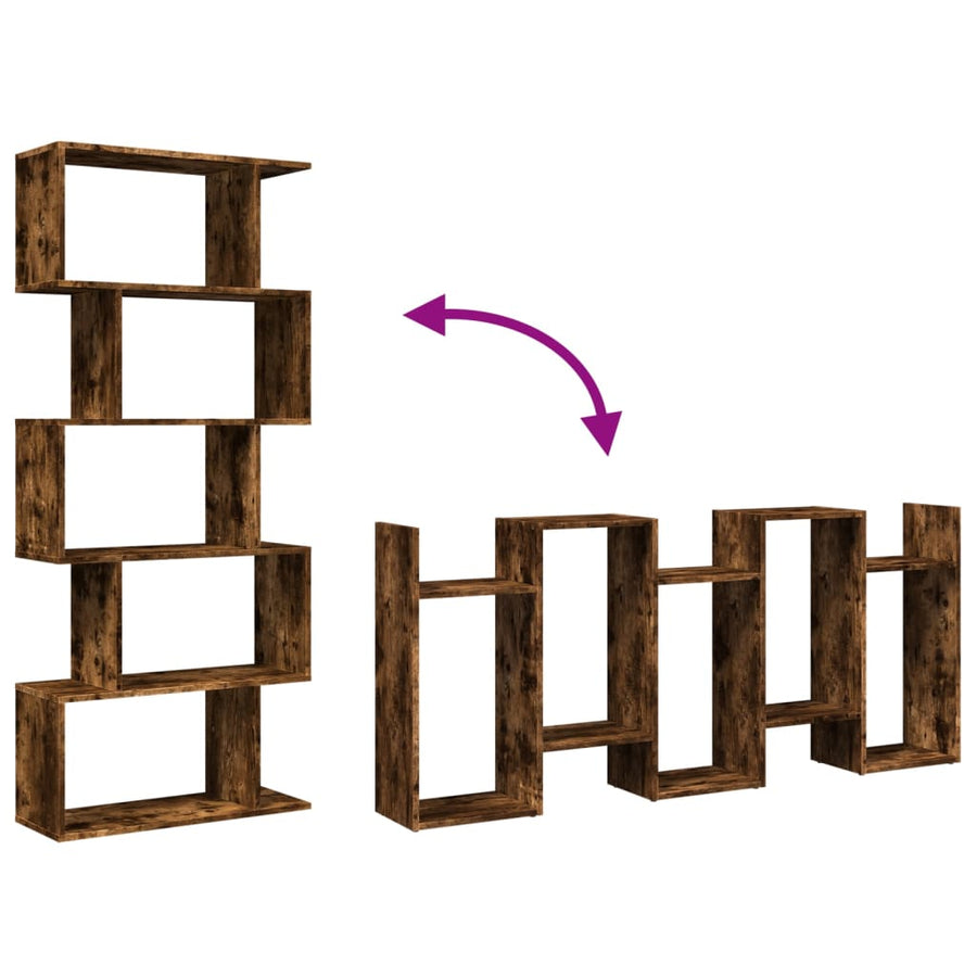 Kamerscherm / boekenkast 5-laags 70x24x161 cm hout gerookt eik