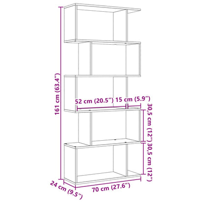 Kamerscherm / boekenkast 5-laags 70x24x161 cm hout oud hout