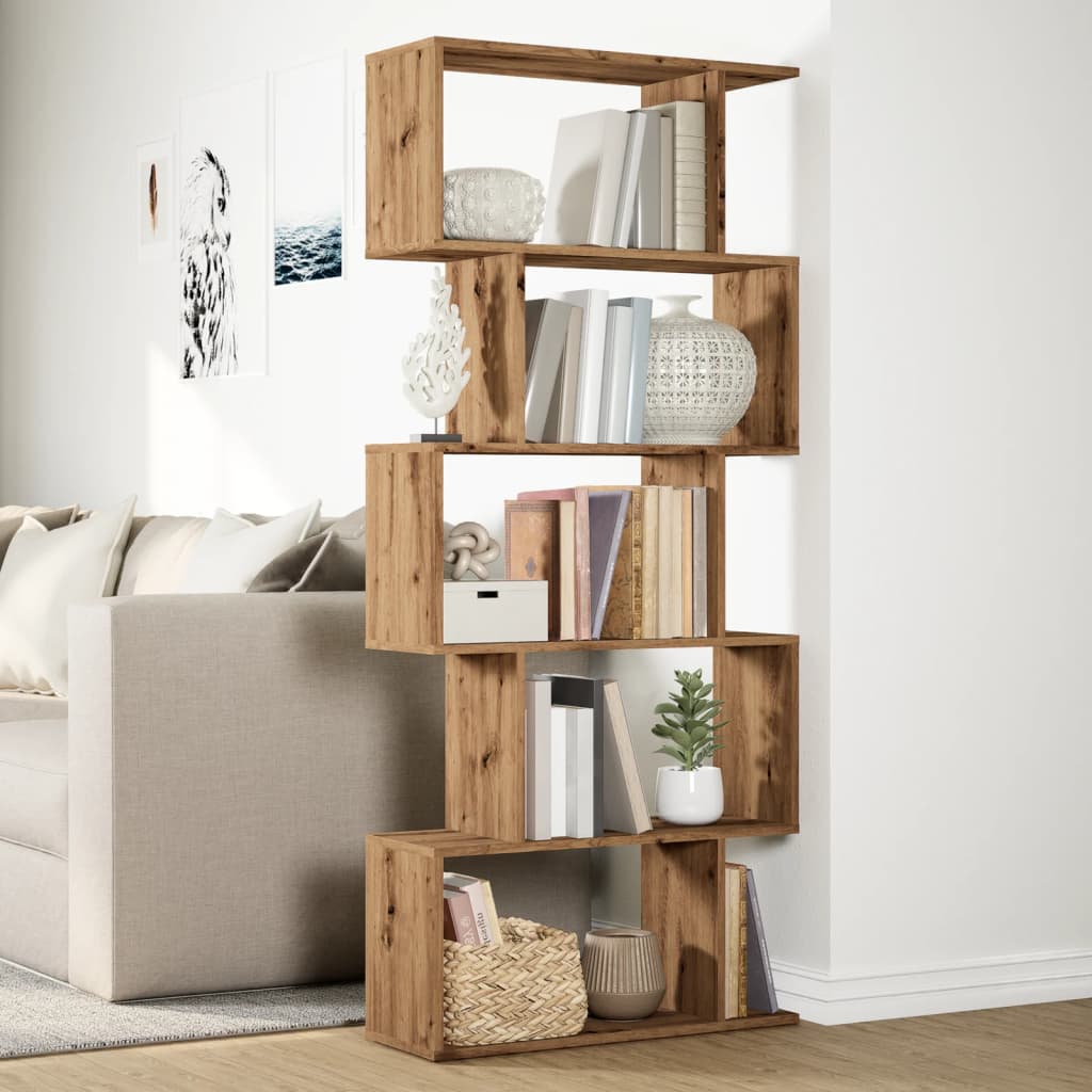 Kamerscherm / Boekenkast 5-Laags 70X24X Hout Artisanaal 161 cm artisanaal eikenkleurig