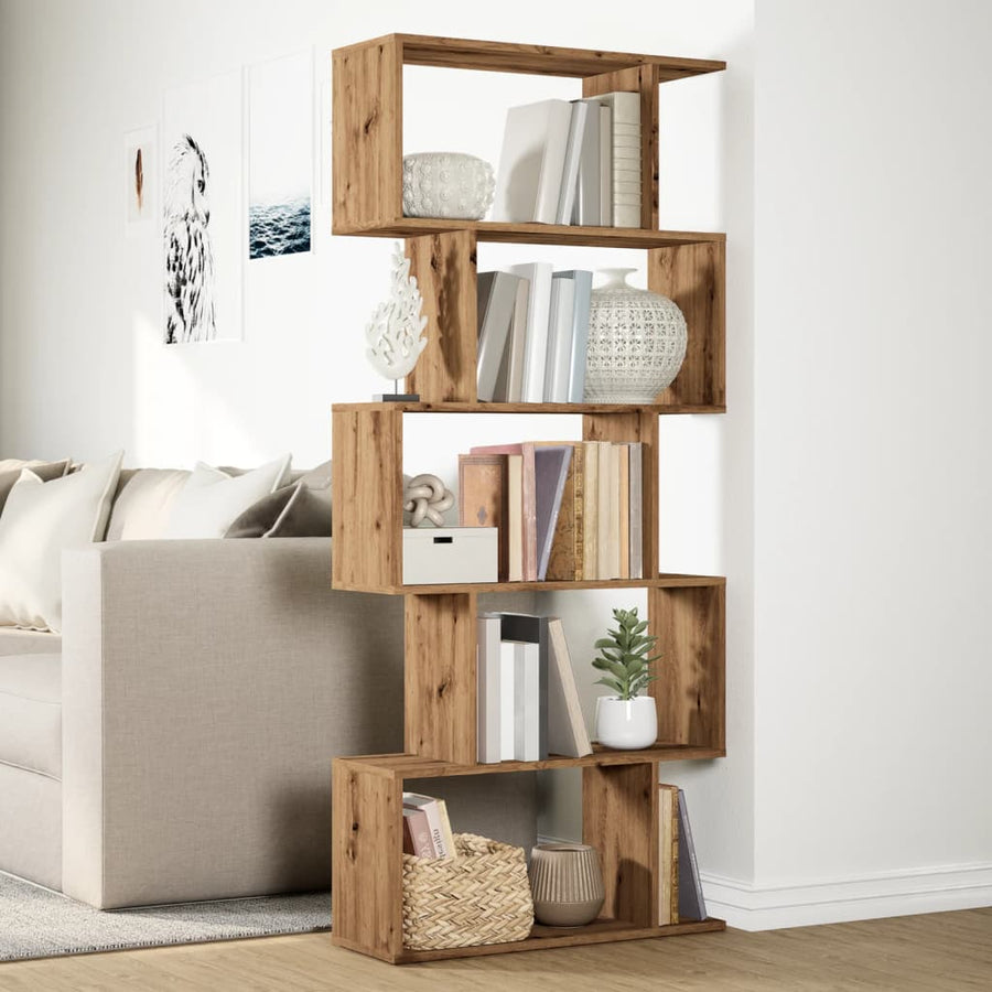 Kamerscherm / Boekenkast 5-Laags 70X24X Hout Artisanaal 161 cm artisanaal eikenkleurig