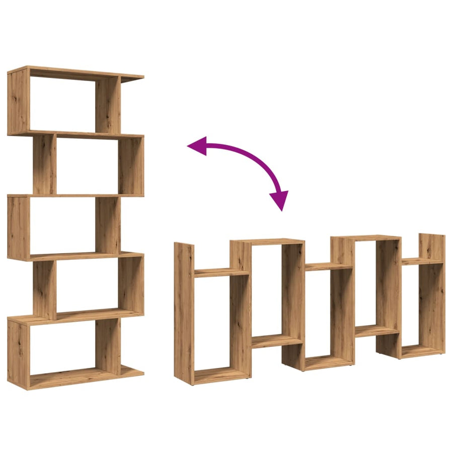 Kamerscherm / Boekenkast 5-Laags 70X24X Hout Artisanaal 161 cm artisanaal eikenkleurig