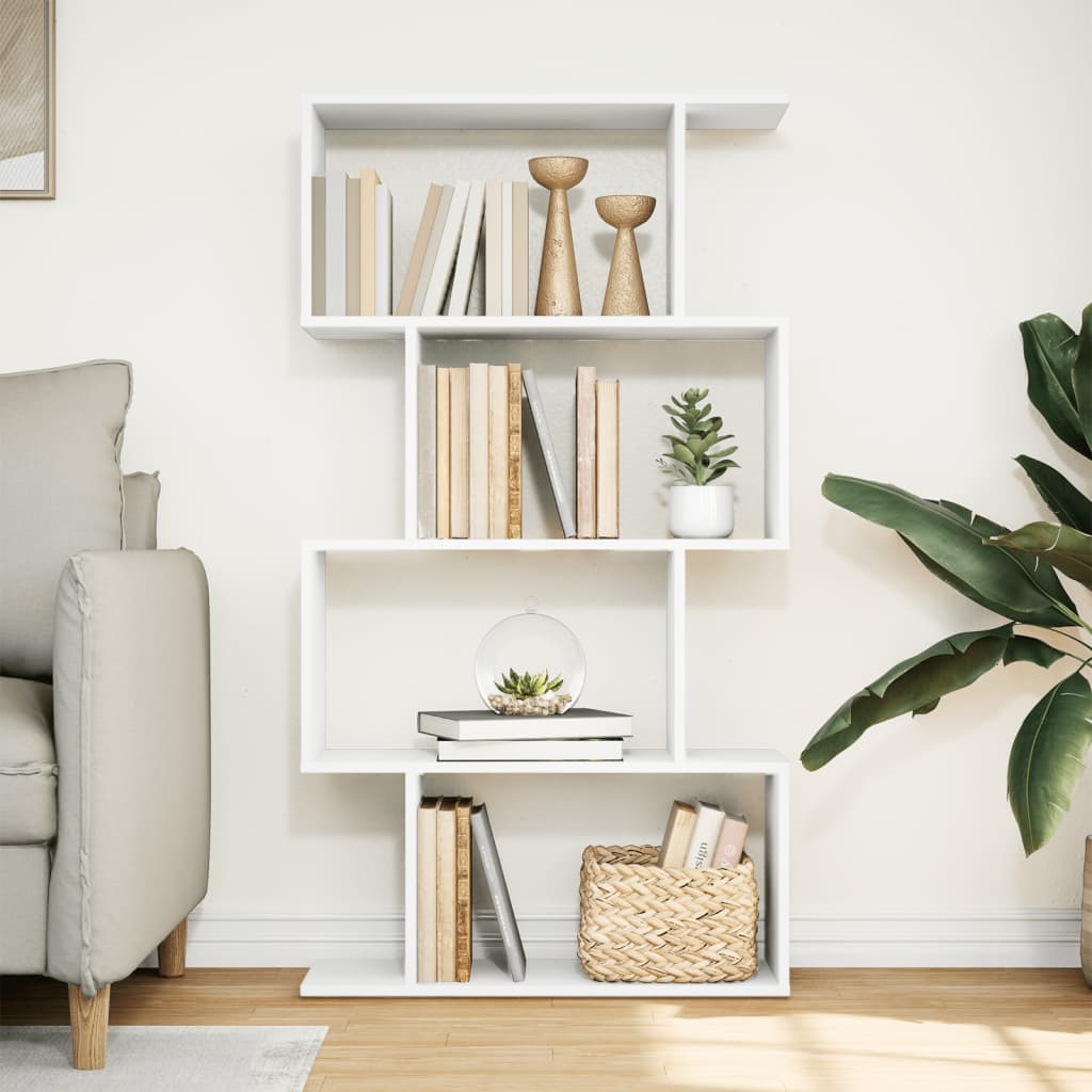 Kamerscherm / boekenkast 4-laags 70x24x129 cm bewerkt hout wit