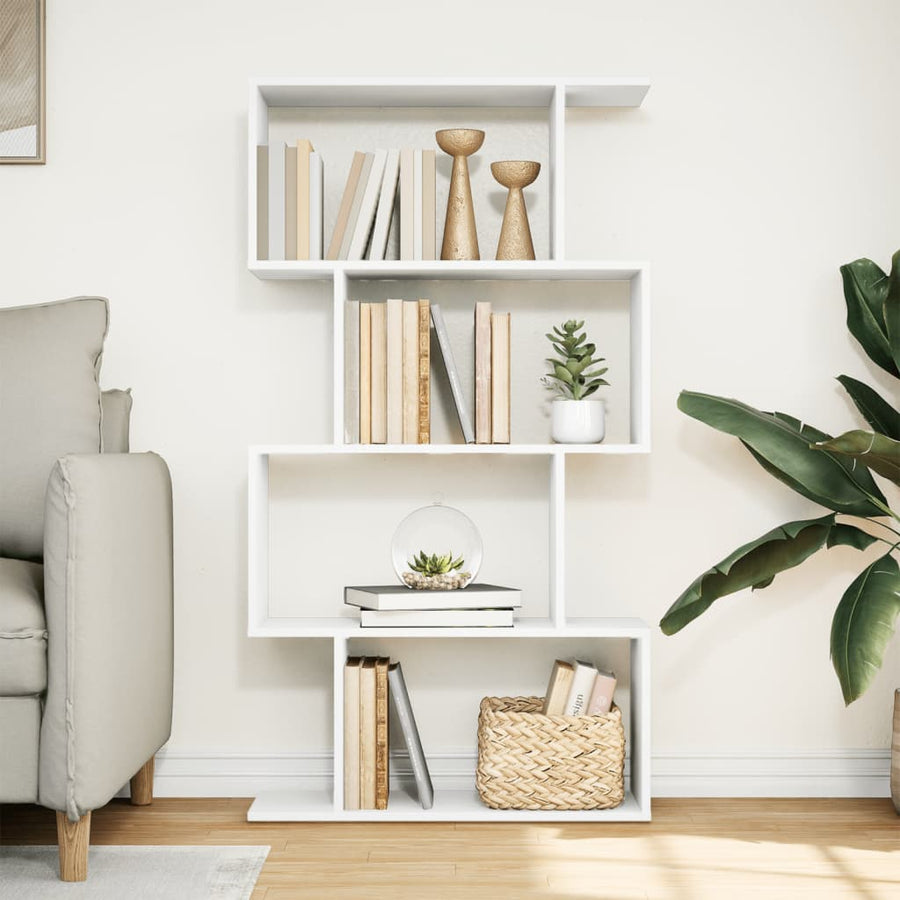 Kamerscherm / boekenkast 4-laags 70x24x129 cm bewerkt hout wit