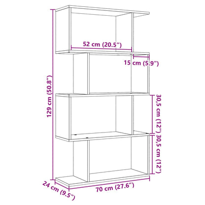 Kamerscherm / boekenkast 4-laags 70x24x129 cm bewerkt hout wit