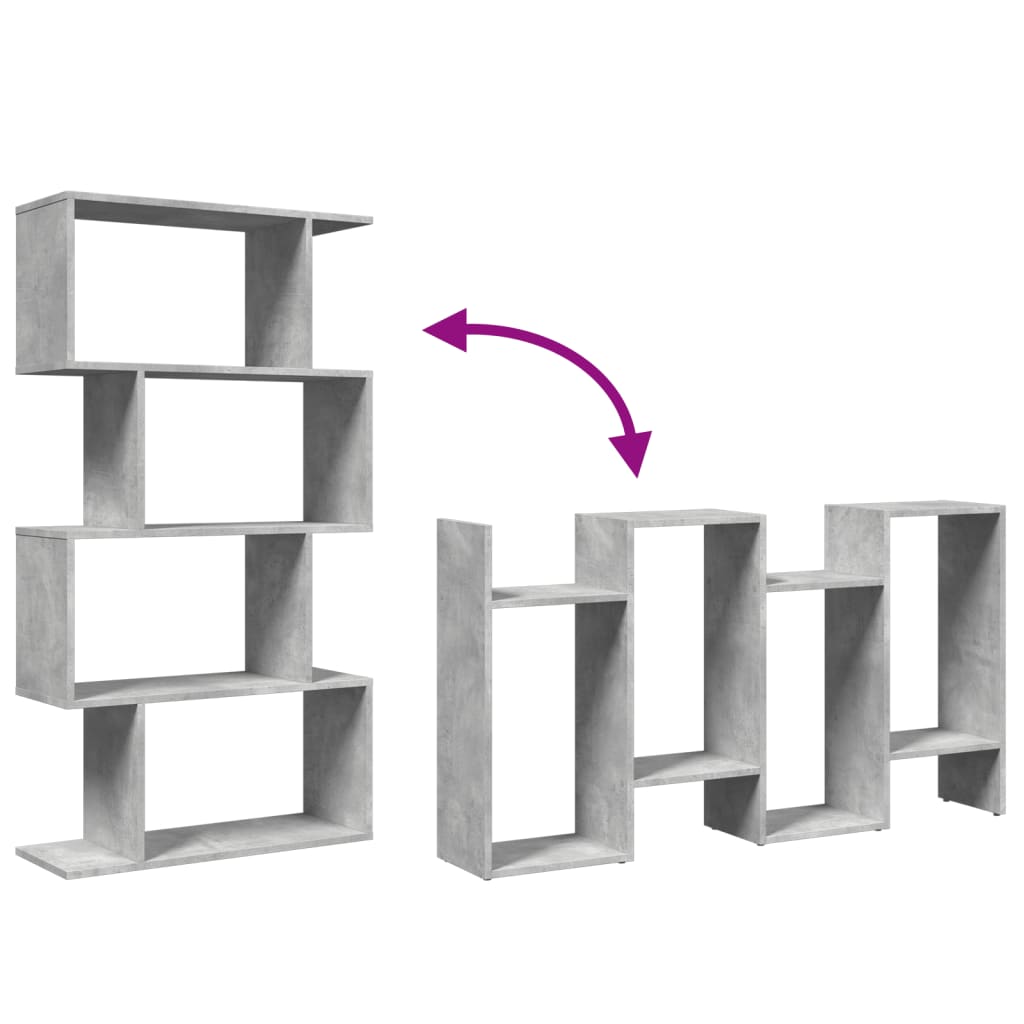 Kamerscherm / boekenkast 4-laags 70x24x129 cm hout betongrijs