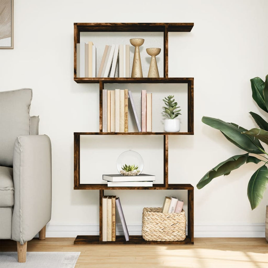 Kamerscherm / boekenkast 4-laags 70x24x129 cm hout gerookt eik