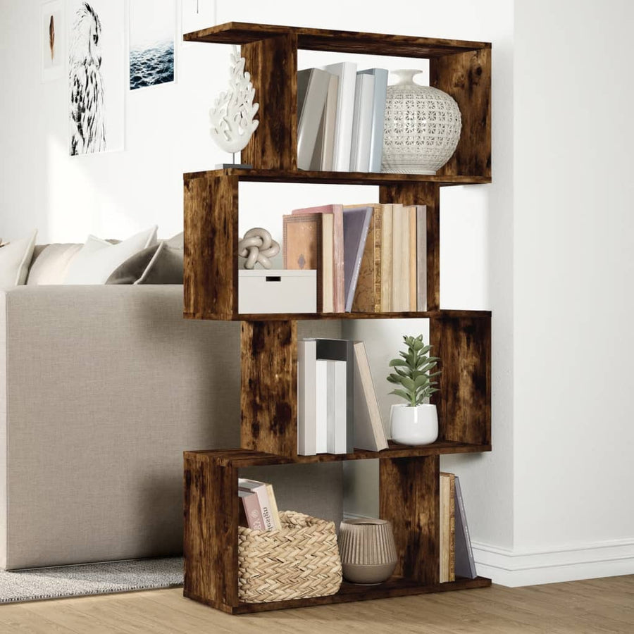 Kamerscherm / boekenkast 4-laags 70x24x129 cm hout gerookt eik