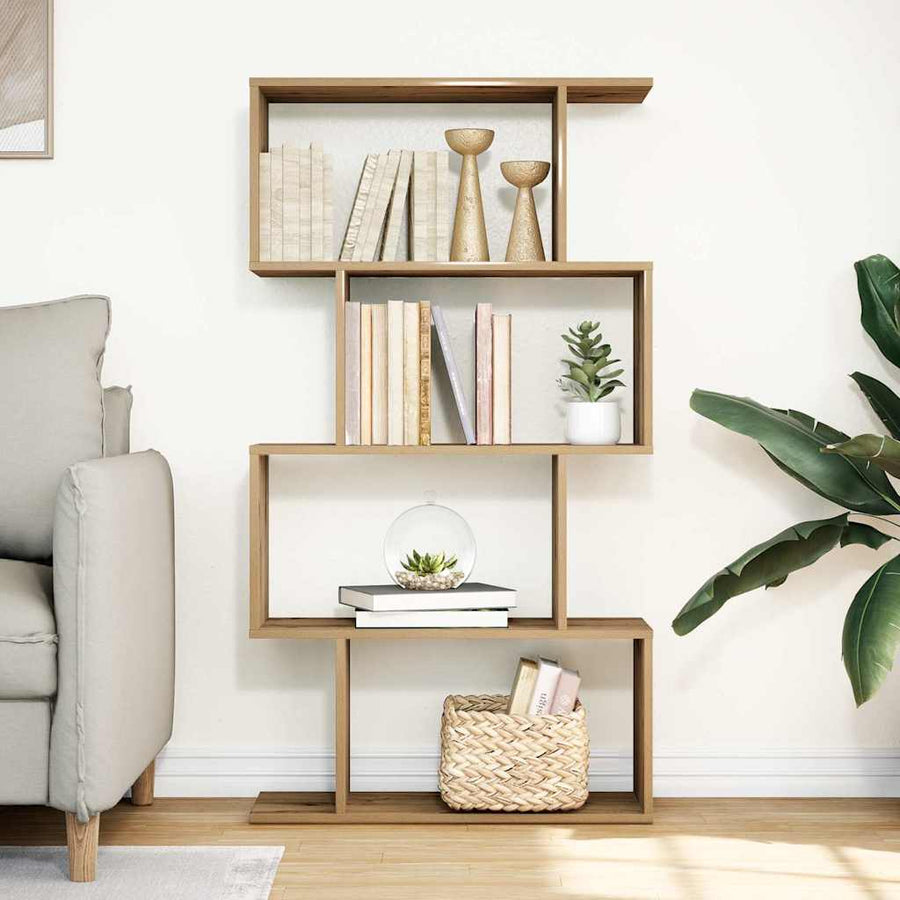 Kamerscherm / boekenkast 4-laags 70x24x129 cm hout artisanaal