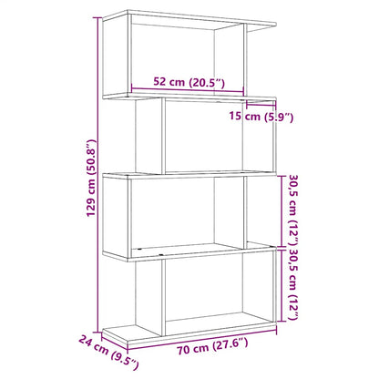 Kamerscherm / boekenkast 4-laags 70x24x129 cm hout artisanaal