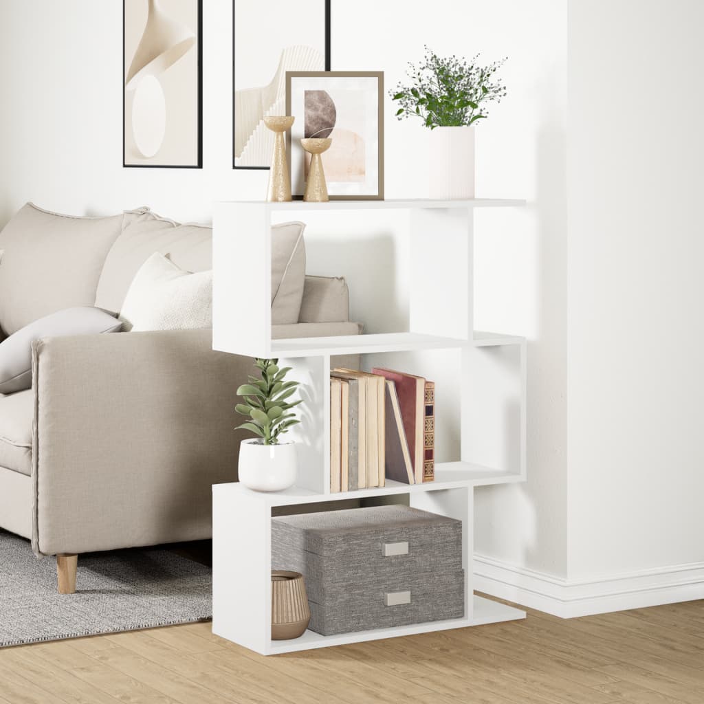 Kamerscherm / boekenkast 3-laags 70x24x97 cm bewerkt hout wit