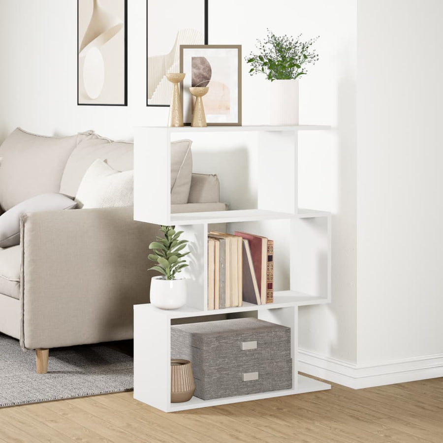 Kamerscherm / boekenkast 3-laags 70x24x97 cm bewerkt hout wit