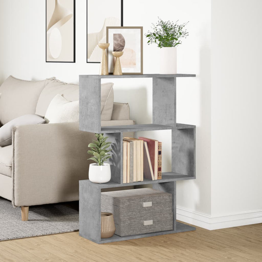 Kamerscherm / boekenkast 3-laags 70x24x97 cm hout betongrijs