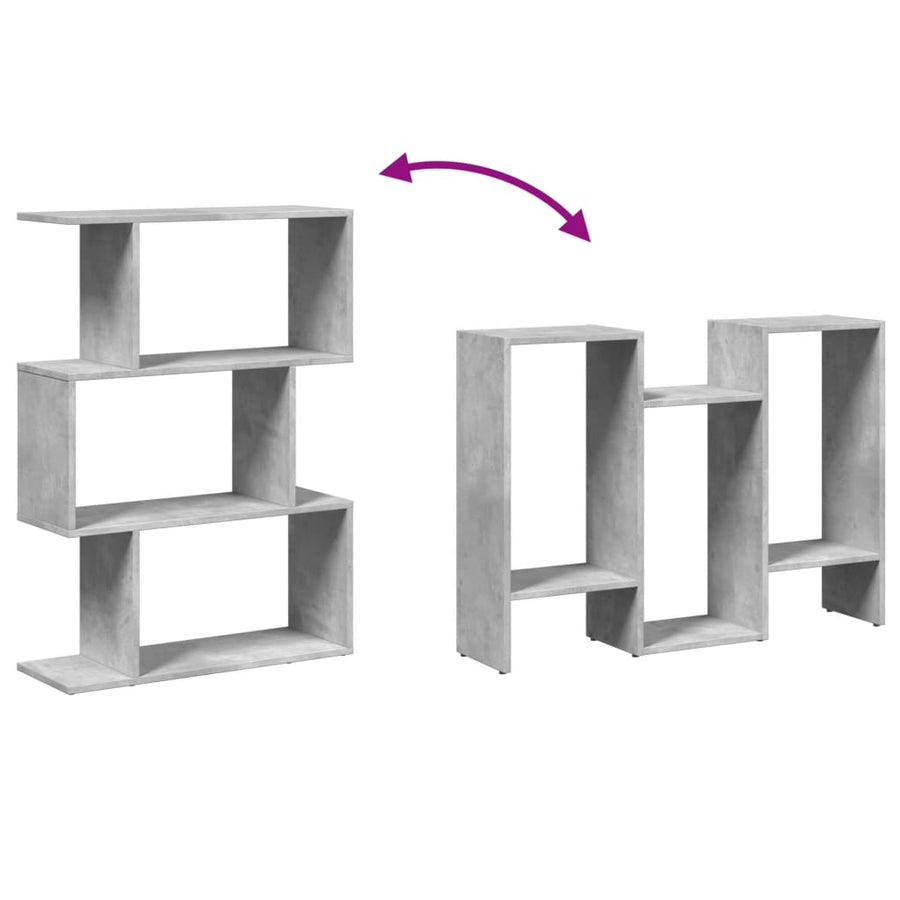 Kamerscherm / boekenkast 3-laags 70x24x97 cm hout betongrijs