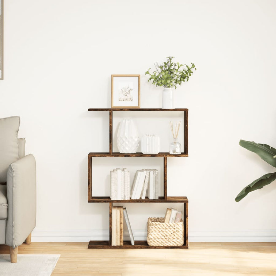 Kamerscherm / boekenkast 3-laags 70x24x97 cm hout gerookt eik