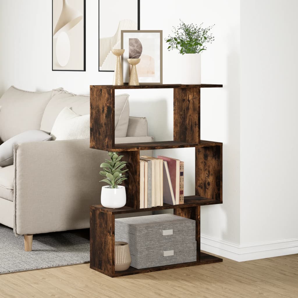 Kamerscherm / boekenkast 3-laags 70x24x97 cm hout gerookt eik