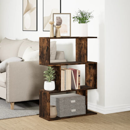Kamerscherm / boekenkast 3-laags 70x24x97 cm hout gerookt eik