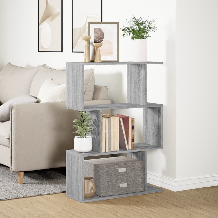 Kamerscherm / boekenkast 3-laags 70x24x97 cm hout grijs sonoma