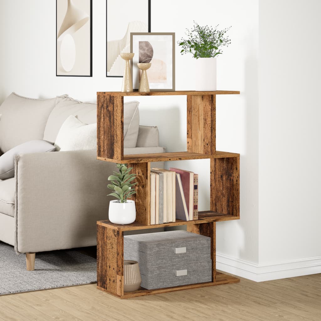 Kamerscherm / boekenkast 3-laags 70x24x97 cm hout oud hout