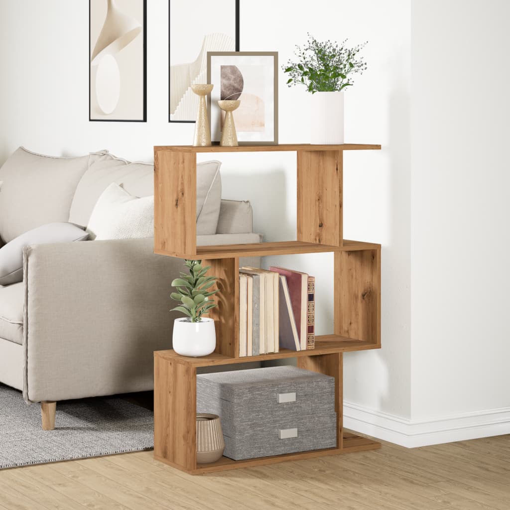 Kamerscherm / boekenkast 3-laags 70x24x97 cm hout artisanaal