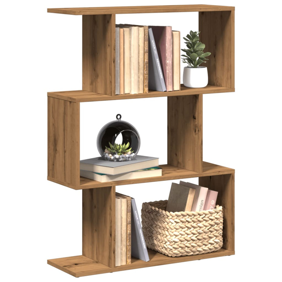 Kamerscherm / boekenkast 3-laags 70x24x97 cm hout artisanaal